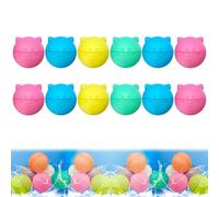 Lot de 6/12/18 bombes à eau réutilisables en silicone - Bombes à eau réutilisables - Jouets pour piscine, plage et extérieur (cochon, 12 pièces)
