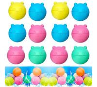 Lot de 6/12/18 bombes à eau, réutilisables, en silicone, réutilisables, pour piscine, plage, extérieur, bombe à eau, motif d'ours, 12 pièces