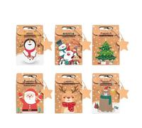 Lot de 6/12/24 boîtes cadeaux de Noël avec étiquette en papier kraft pour biscuits, collations, décoration de la maison, Nouvel An 2025 (6 pièces)