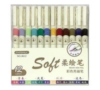 Lot de 6/12 crayons de coloriage avec flexible, 12 ensembles de quatre seas | Couleurs flexibles, colorées, inspirées de la nuit, fûts en plastique ergonomiques, encres à séchage rapide