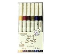 Lot de 6/12 marqueurs de couleur avec pointe pinceau souple, adaptés aux scènes nocturnes créatives, encres à séchage rapide, fûts en plastique ergonomiques, marqueurs de couleur sur les thèmes de
