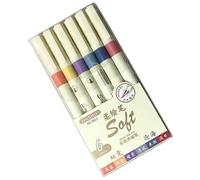 Lot de 6/12 marqueurs de couleur avec pointe pinceau souple, adaptés aux scènes nocturnes créatives, encres à séchage rapide, fûts en plastique ergonomiques, marqueurs de couleur sur les thèmes de