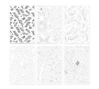 Lot de 6/12 modèles de peinture PET 30,5 x 20,3 cm Pochoirs à dessin floral pour peinture sur papier, bois, tissu, verre, pochoir géométrique floral désordonné