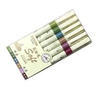 Lot de 6/12 pinceaux à pointe flexible pour journal créatif, encres pigmentées riches dans des tons nocturnes mystérieux, prise en main ergonomique