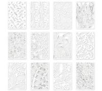 Lot de 6/12 pochoirs de dessin floral en PET pour peinture sur papier, bois, métal, verre, tissu, métal, métal, 30,5 x 20,3 cm, pochoir géométrique