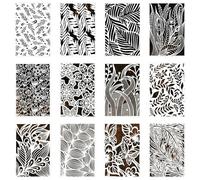 Lot de 6/12 pochoirs géométriques en PET pour peinture, art mural, décoration d'intérieur, 30,5 x 20,3 cm