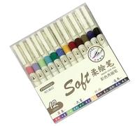 Lot de 6/12 stylos de coloriage à pointe en nylon flexible - Flux d'encre lisse - Convient pour les scènes de nuit, les projets artistiques, la conception de marqueurs de coloriage sur le thème de la