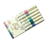 Lot de 6/12 stylos pinceaux à pointe souple pour esquisses artistiques, couleurs de nuit avec corps et encres conviviales