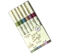 Lot de 6/12 stylos pinceaux souples à pointe souple pour esquisse, couleurs de nuit avec corps et encres conviviales pour esquisser des tons sombres