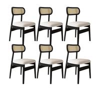 Lot de 6/4/2 chaises de salle à manger avec cadre en bois massif et coussins confortables style ferme, parfaites pour salle à manger, café, noyer et finition noire