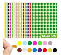 Lot de 6 528 petites étiquettes autocollantes rondes de 6 mm, 16 couleurs assorties pour bureau, étudiants, salle de classe