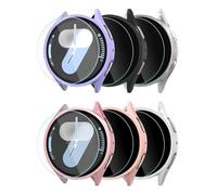 Lot de 6 + 6 coques de protection d'écran pour Samsung Galaxy Watch 7 44 mm - En polycarbonate rigide - Avec film de protection d'écran 9H - Anti-chute - Anti-rayures - Ultra fine - Sensibilité