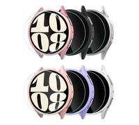 Lot de 6 + 6 films de protection d'écran pour Samsung Galaxy Watch 6 40 mm, coque rigide en polycarbonate avec film de protection d'écran 9H, anti-chute, résistant aux rayures, ultra fin, sensible au