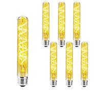 Lot de 6 6W E27 T30 Ampoule Tube Longue Edison Led Spiralé Filament AmpouleVerre Ambré, Blanc Chaud 2700K Vintage Lampe Décorative Rétro Edison Ampoule pour Restaurant Café Bar Non gradable