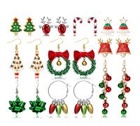 Lot de 6/7/9/13/9 paires de boucles d'oreilles en forme de flocon de neige et clochettes pour femme et fille, Cuivre, Andere