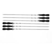 Lot de 6/8/10/12/14/16/18/20 brochettes de barbecue en acier inoxydable 70 cm x 12 mm x 3 mm pour viande, légumes, viande hachée, kebab barbecue, accessoires de barbecue (poignée en bois de hêtre), 6