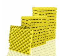 Lot de 6 à 48 panneaux acoustiques en mousse insonorisante pour murs, ignifuges, jaunes, haute densité, 6 pièces avec ruban adhésif, épaisseur 5 cm