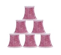 Lot de 6 abat-jour en tissu rose fait à la main - Petit lustre plissé en forme d'empire - À clipser - Pour lampe de table - Accessoires d'éclairage faits à la main