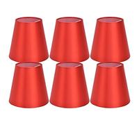 Lot de 6 abat-jour pour lustre, petit abat-jour rustique qui se clipse sur l'ampoule cloche abat-jour rouge pour remplacement de suspension de lustre de sol(Rouge)