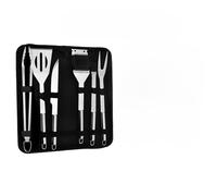 Lot de 6 accessoires de barbecue en acier inoxydable pour barbecue extérieur avec étui noir - Cadeaux de barbecue durables pour homme et papa - Kit d'outils de barbecue