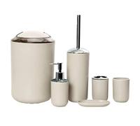 Lot de 6 accessoires de salle de bain modernes - Serviette de toilette, porte-savon, poubelle, support de brosse à dents, tasse à dents, brosse de toilette - Décoration élégante et fonctionnelle