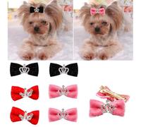Lot de 6 accessoires pour poils de petit chien, nœud avec couronne en cristal pour chiens, chats, animaux domestiques, Yorkshire, maltais, produits de toilettage pour fête en plein air