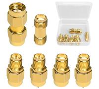 Lot de 6 adaptateurs d'antenne SMA - Kit de raccordement coaxial - Kit Adaptateur HF - Connecteurs HF - Adaptateur coaxial RF - Adaptateur plaqué Or pour câble d'extension de Signal Radio - SMA-J, K