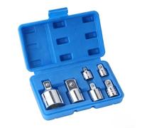 Lot de 6 adaptateurs de douille en acier au chrome vanadium pour cliquets de 1/2", 3/8", 1/4" avec finition polie et ressorts à billes antidérapants pour une utilisation professionnelle de mécanicien