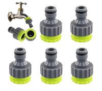 Lot de 6 adaptateurs de robinet 1/2" et 3/4" 2 en 1 - Raccord de tuyau d'arrosage en plastique compatible avec les robinets Gardena standard - Idéal pour le jardin, le nettoyage des animaux de