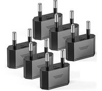 Lot de 6 adaptateurs de voyage US vers EU 2 broches Ancable Allemagne Europe Amérique Canada Mexique Espagne Égypte Prise Conversion pour appareils avec bloc d'alimentation américain (noir)