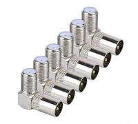 Lot de 6 adaptateurs F femelle vers 9 5TV mâle RF à angle droit en alliage de zinc pour câbles d'antenne TV, conçu pour une installation à faible perte et dans un espace restreint derrière les