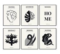 Lot de 6 affiches abstraites de Matisse,Impression d'art mural moderne et esthétique,Poster d'exposition minimaliste,Galerie d'art,Décoration murale noire,27.9x35.6 cm,Sans cadre