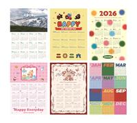Lot de 6 affiches de calendrier 2026 avec impressions d'art et cintres - Motifs mélangés pour décoration murale moderne