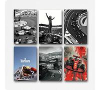 Lot de 6 affiches de course de F1 en noir et blanc rétro F1 Racing en noir et blanc - Poster rétro F1 Racing noir et blanc - Poster rétro en noir et blanc - Poster Kate Moss Art Pos