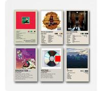 Lot de 6 affiches de Kanye West en édition limitée, affiches sur toile de musique, décoration pour la maison et le bureau, style sans cadre, 30 x 45 cm