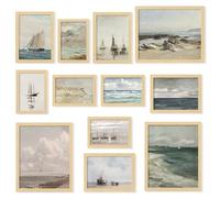 Lot de 6 affiches murales vintage côtières bleues - Décoration de chambre de surfeur - Décoration esthétique pour chambre de surfeur, petite-fille, adolescente, chambre à coucher, plage, océan