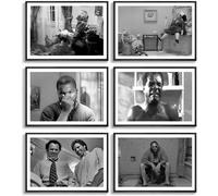 Lot de 6 affiches sur toile de style vintage pour salle de bain Dumb And Dumber - 20,3 x 25,4 x 15,2 cm - Noir et blanc