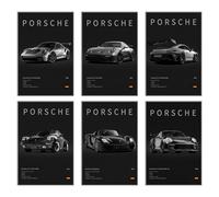 Lot de 6 affiches sur toile de voitures de course Porsche 911 GT3RS - Vintage Turbo 918 - Impressions modernes et classiques - Décoration murale pour chambre de garçon - 30,5 x 45,7 cm sans cadre