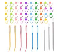 Lot de 6 aiguilles à coudre en aluminium avec 3 aiguilles en nylon, 40 aiguilles pour marqueurs, grand œil, brodées à la main, avec tube transparent, aiguilles à ramper pour laine, couture, crochet