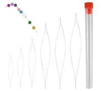 Lot de 6 aiguilles à perles - Aiguilles pour enfiler des perles - Aiguilles à perles - Aiguilles à perles - Aiguilles à coudre en acier inoxydable - Pour l'artisanat et la fabrication de bijoux
