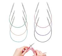 Lot de 6 Aiguilles à Tricoter Circulaire, 40 cm/15,7 Pouces en Acier Inoxydable Aiguilles à Tricoter Rondes à Double Pointe pour Chaussettes, Chapeaux, Gants