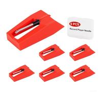 Lot de 6 aiguilles de rechange diamant pour cartouche de tourne-disque - Son clair - Large compatibilité - Convient pour Crosley, Victrola, Ion, Pyle, Installation facile, aucun outil nécessaire