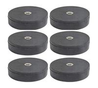 Lot de 6 aimants en néodyme caoutchoutés Ø 22 mm avec filetage extérieur M4 5,8 kg force de traction plate aimant rond en caoutchouc avec filetage pour vis, œillet ou crochet