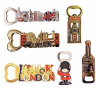 Lot de 6 aimants Londres - Aimant souvenir de Londres - Décapsuleur magnétique Union Jack