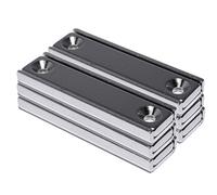 [Lot de 6] Aimants néodyme avec trou - Barre magnétique avec alésage - 50 mm - 2 trous - Aimant puissant force 20 kg - Barre plate - Aimant rectangulaire - en forme de parallélépipède à visser