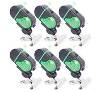 Lot de 6 alarmes de pêche avec voyant LED et indicateur sonore, construction en métal et ABS, conçues pour se fixer en toute sécurité à plusieurs cannes à pêche (métal noir)