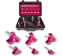 Lot de 6 alésoirs en PVC - Alésoir de raccord de tuyau triple lame pour tuyaux SCH40 en PVC/ABS/CPVC/HDPE (1,9 cm, 2,5 cm, 3,8 cm, 5,1 cm, 7,6 cm, 10,2 cm), outil de réparation de plomberie avec boîte