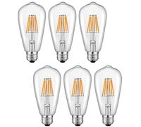 Lot de 6 Ampoule à vis Edison AC/DC 12-24V LED ST58 E27, ampoules à filament antique rétro E27 LED équivalant à 60W, Blanc Chaud 2700K pour RV Camper Marine Yacht Lorry (Blanc Chaud-2700K, 12v)