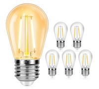 Lot de 6 Ampoules E27 S14 2W, LED Filament Vintage, Equivalent à Ampoule Incandescente 20W, Blanc Chaud 2700K, 160LM, IP44 Étanche, Non Dimmabile, pour Decorative Intérieur et Extérieur Guirlande