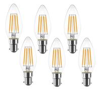 Lot de 6 ampoules LED B15 Baïonnette à filaments vintage bougie C35 4W (équivalent 40 W) 400 lm blanc chaud 3000 K non variable
